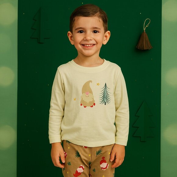 Christmas Gnome Kids Pajama Set | Santa Print Festive Nightwear NWT - Picture 1 of 5